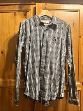 Vintage Ezekiel Men's Gray Plaid Long-Sleeve Button-Down Shirt